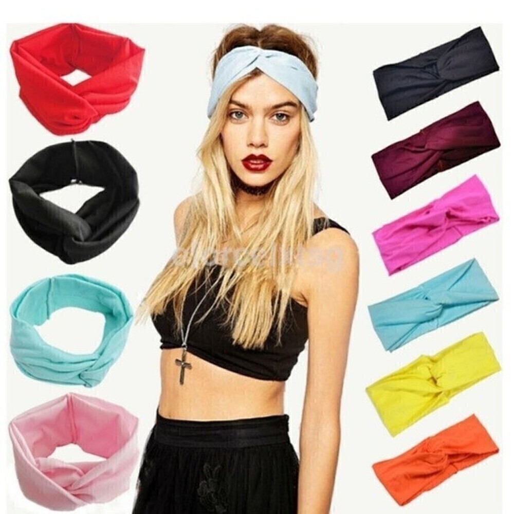 2 Pack Black Turban Twist Wrap Headbands - Picture 1 of 2